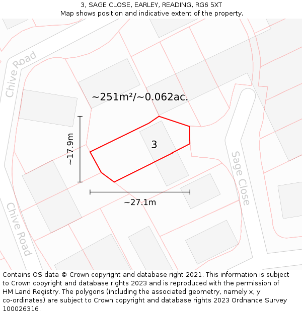 3, SAGE CLOSE, EARLEY, READING, RG6 5XT: Plot and title map