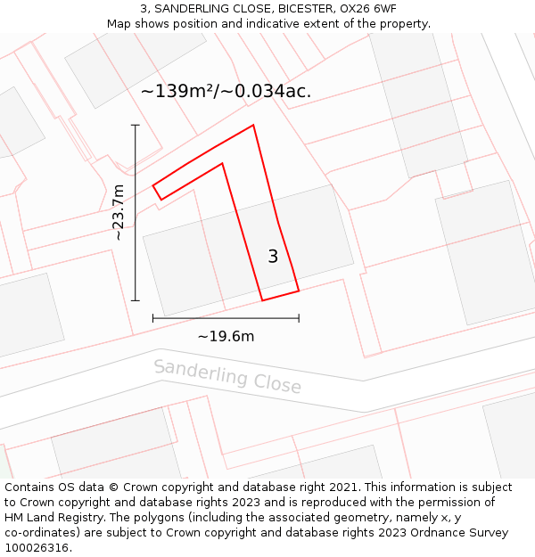 3, SANDERLING CLOSE, BICESTER, OX26 6WF: Plot and title map