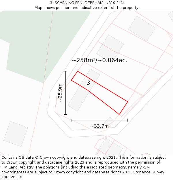 3, SCARNING FEN, DEREHAM, NR19 1LN: Plot and title map