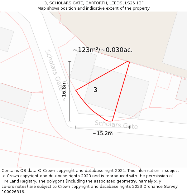 3, SCHOLARS GATE, GARFORTH, LEEDS, LS25 1BF: Plot and title map
