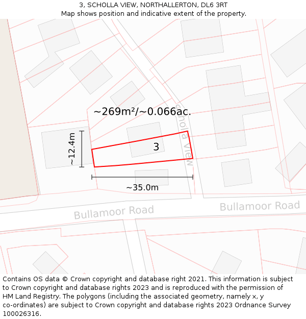 3, SCHOLLA VIEW, NORTHALLERTON, DL6 3RT: Plot and title map