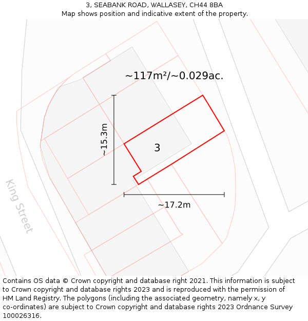3, SEABANK ROAD, WALLASEY, CH44 8BA: Plot and title map