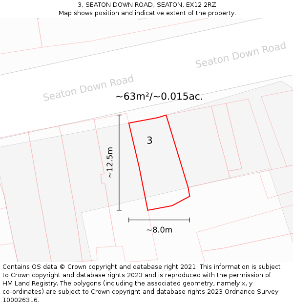 3, SEATON DOWN ROAD, SEATON, EX12 2RZ: Plot and title map