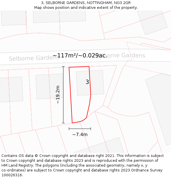 3, SELBORNE GARDENS, NOTTINGHAM, NG3 2GR: Plot and title map