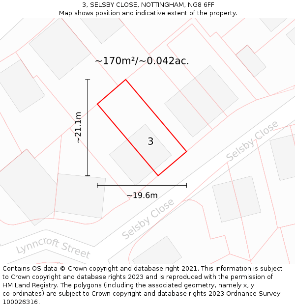 3, SELSBY CLOSE, NOTTINGHAM, NG8 6FF: Plot and title map