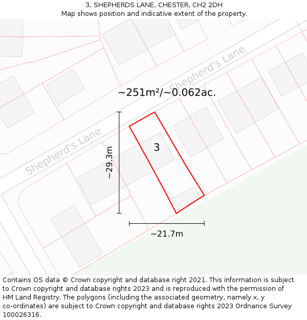 3, SHEPHERDS LANE, CHESTER, CH2 2DH: Plot and title map