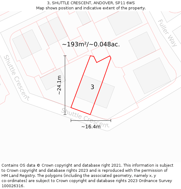 3, SHUTTLE CRESCENT, ANDOVER, SP11 6WS: Plot and title map