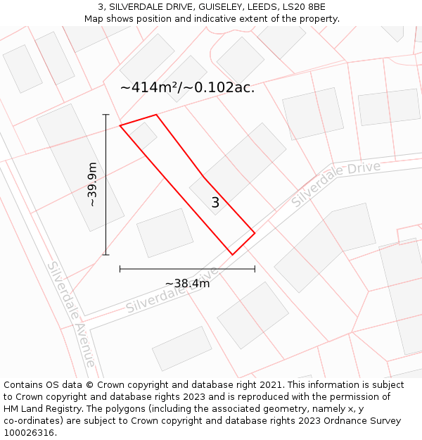 3, SILVERDALE DRIVE, GUISELEY, LEEDS, LS20 8BE: Plot and title map