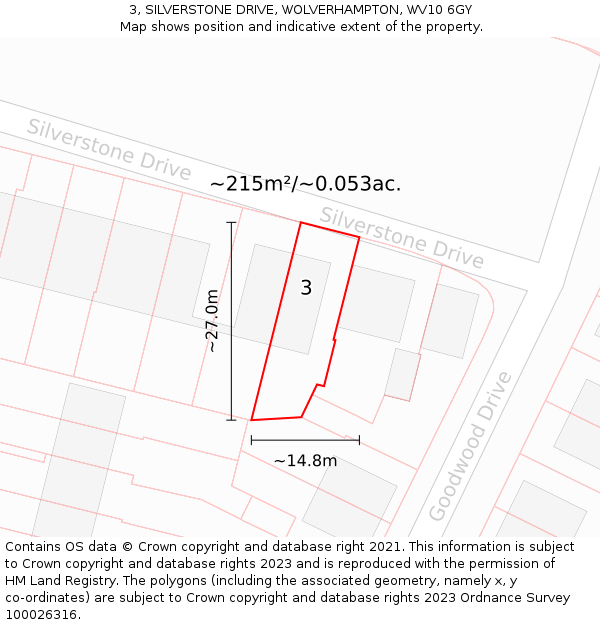 3, SILVERSTONE DRIVE, WOLVERHAMPTON, WV10 6GY: Plot and title map