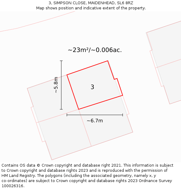 3, SIMPSON CLOSE, MAIDENHEAD, SL6 8RZ: Plot and title map