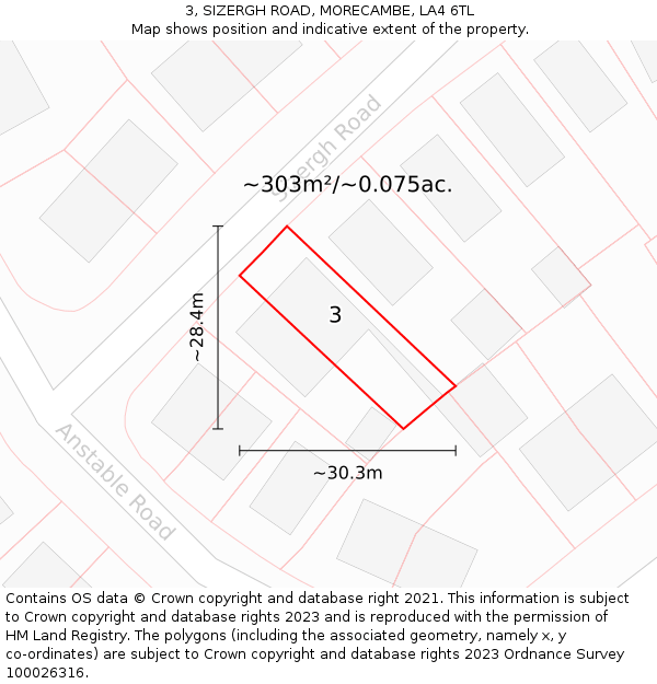 3, SIZERGH ROAD, MORECAMBE, LA4 6TL: Plot and title map