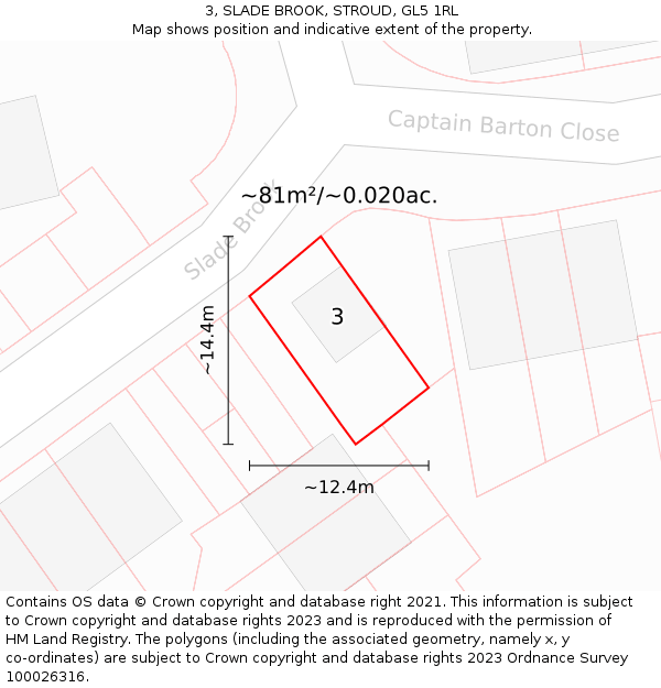 3, SLADE BROOK, STROUD, GL5 1RL: Plot and title map