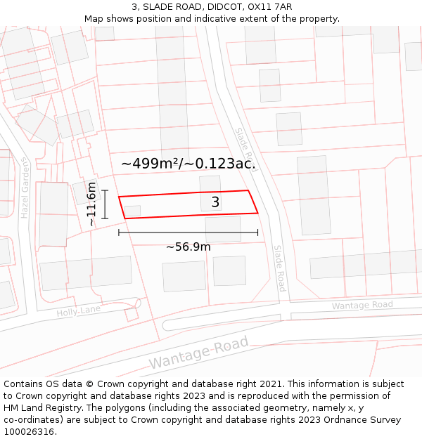 3, SLADE ROAD, DIDCOT, OX11 7AR: Plot and title map
