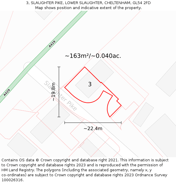 3, SLAUGHTER PIKE, LOWER SLAUGHTER, CHELTENHAM, GL54 2FD: Plot and title map