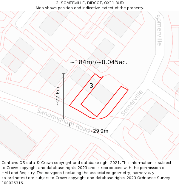 3, SOMERVILLE, DIDCOT, OX11 8UD: Plot and title map