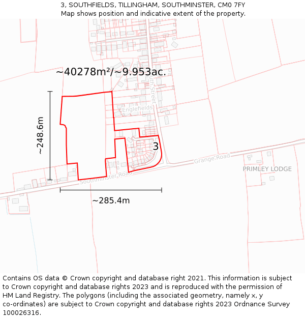 3, SOUTHFIELDS, TILLINGHAM, SOUTHMINSTER, CM0 7FY: Plot and title map