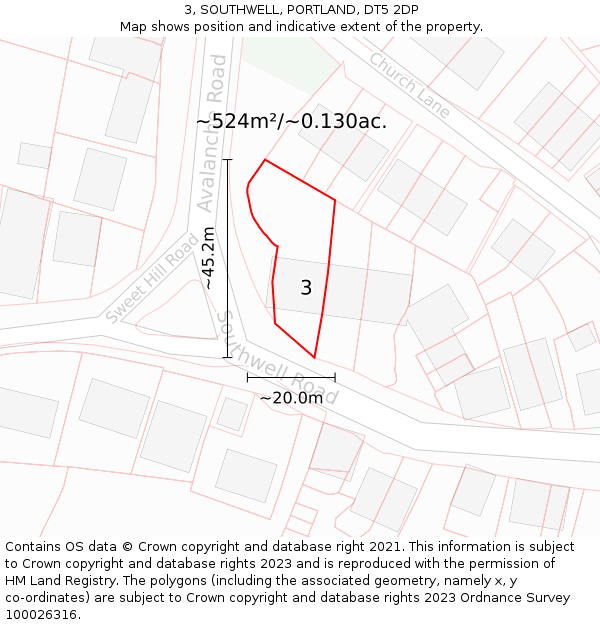 3, SOUTHWELL, PORTLAND, DT5 2DP: Plot and title map