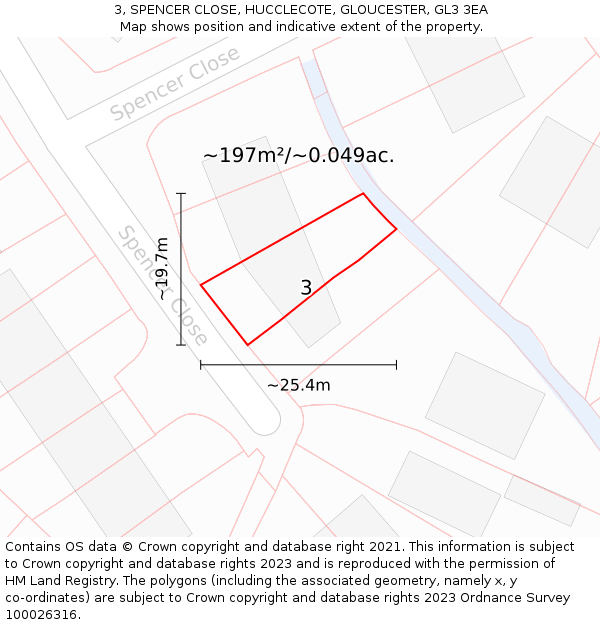 3, SPENCER CLOSE, HUCCLECOTE, GLOUCESTER, GL3 3EA: Plot and title map