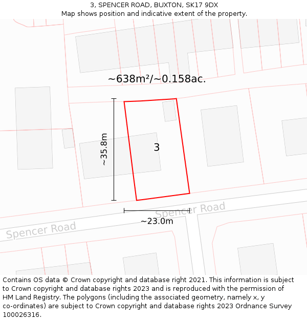 3, SPENCER ROAD, BUXTON, SK17 9DX: Plot and title map
