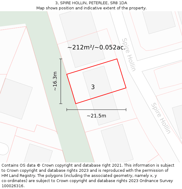 3, SPIRE HOLLIN, PETERLEE, SR8 1DA: Plot and title map