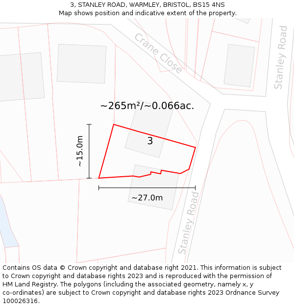 3, STANLEY ROAD, WARMLEY, BRISTOL, BS15 4NS: Plot and title map