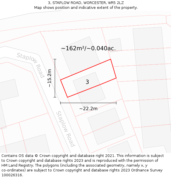3, STAPLOW ROAD, WORCESTER, WR5 2LZ: Plot and title map