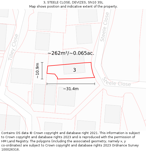 3, STEELE CLOSE, DEVIZES, SN10 3SL: Plot and title map