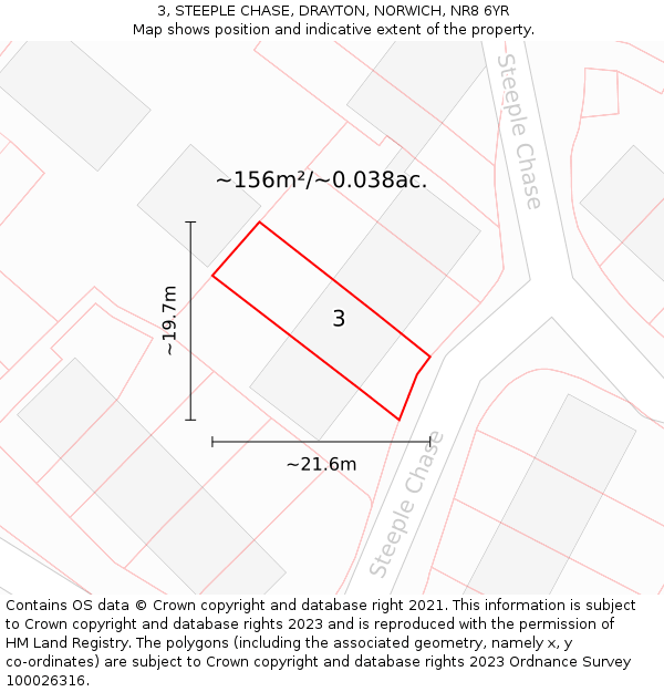 3, STEEPLE CHASE, DRAYTON, NORWICH, NR8 6YR: Plot and title map