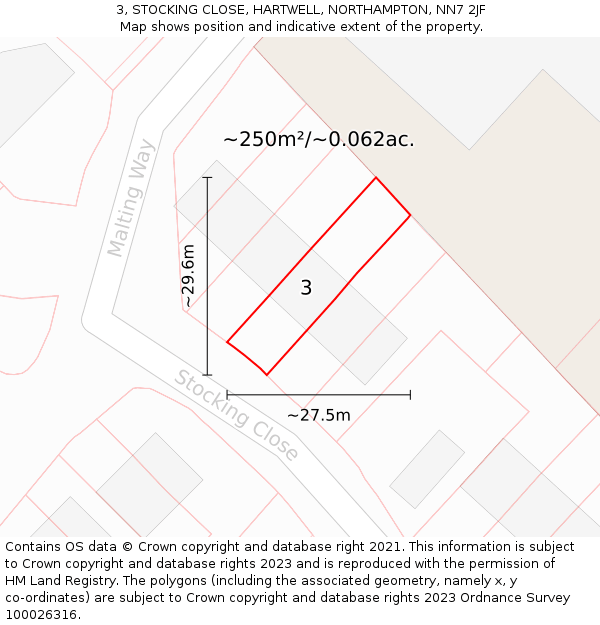 3, STOCKING CLOSE, HARTWELL, NORTHAMPTON, NN7 2JF: Plot and title map