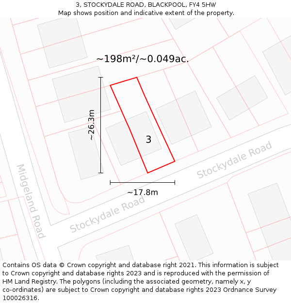 3, STOCKYDALE ROAD, BLACKPOOL, FY4 5HW: Plot and title map