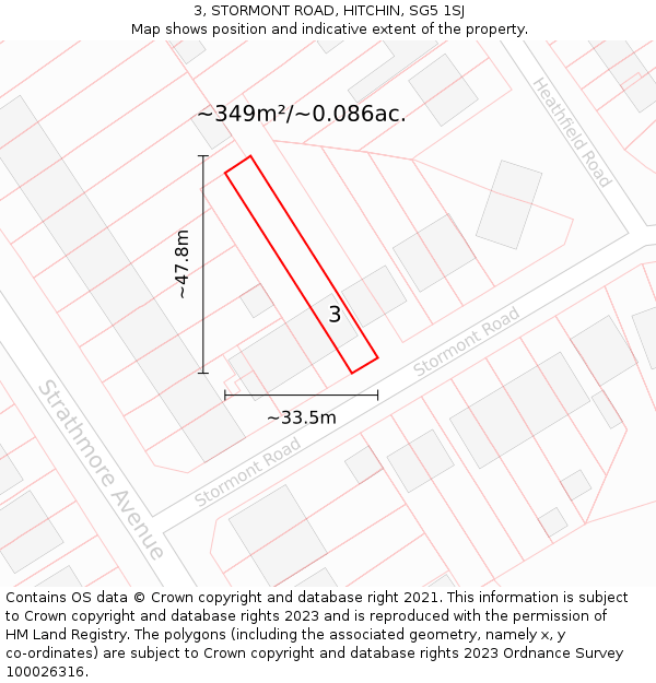 3, STORMONT ROAD, HITCHIN, SG5 1SJ: Plot and title map