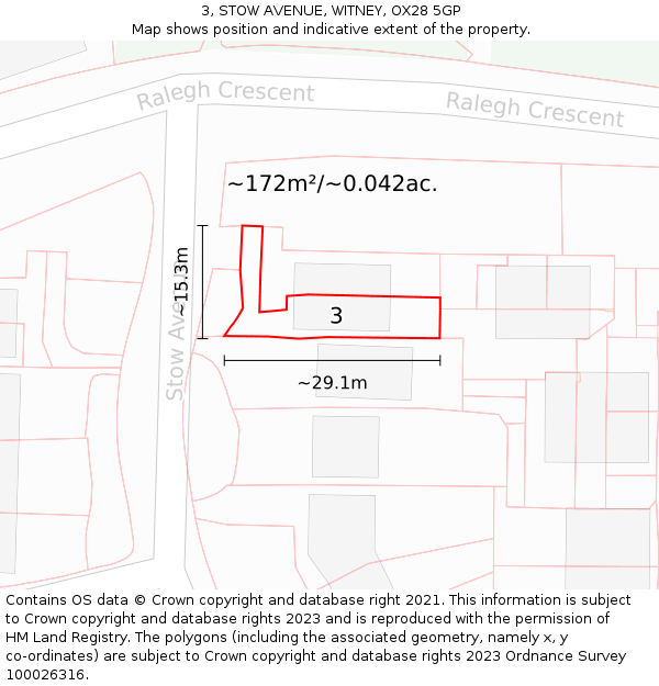 3, STOW AVENUE, WITNEY, OX28 5GP: Plot and title map