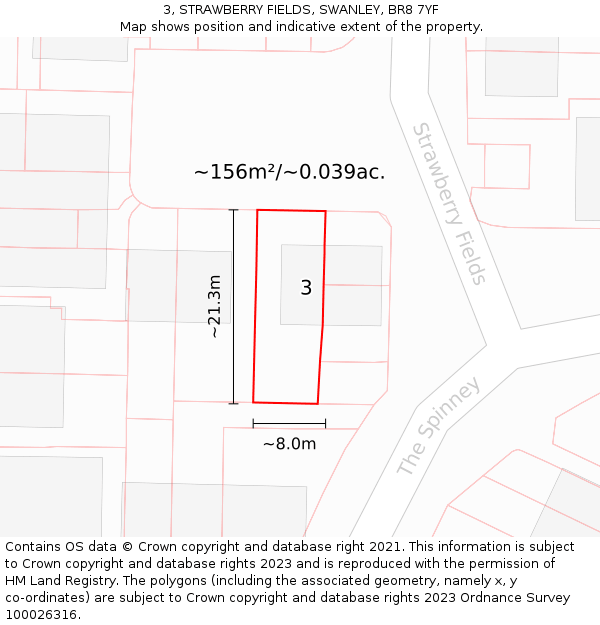 3, STRAWBERRY FIELDS, SWANLEY, BR8 7YF: Plot and title map