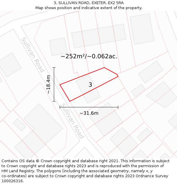 3, SULLIVAN ROAD, EXETER, EX2 5RA: Plot and title map