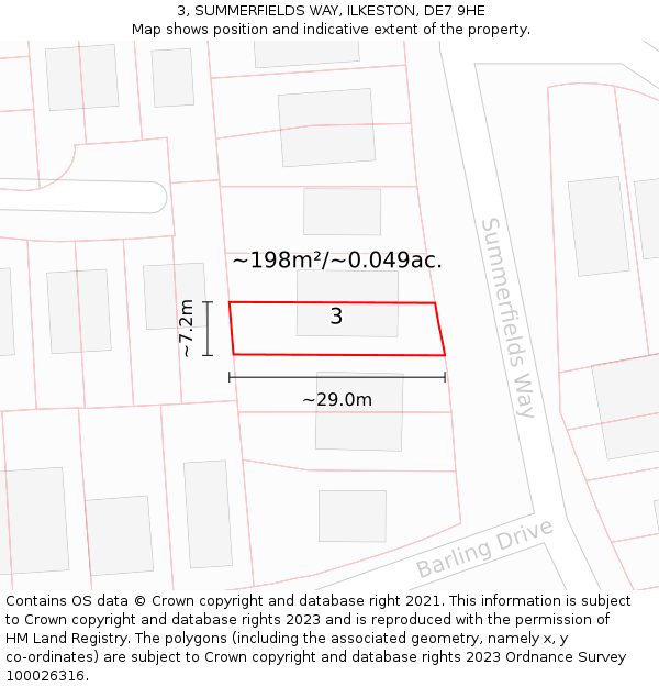 3, SUMMERFIELDS WAY, ILKESTON, DE7 9HE: Plot and title map