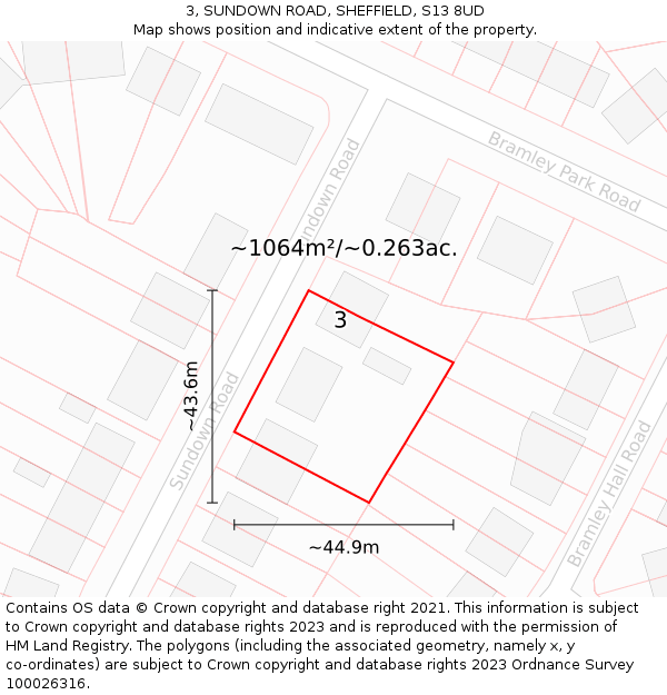 3, SUNDOWN ROAD, SHEFFIELD, S13 8UD: Plot and title map