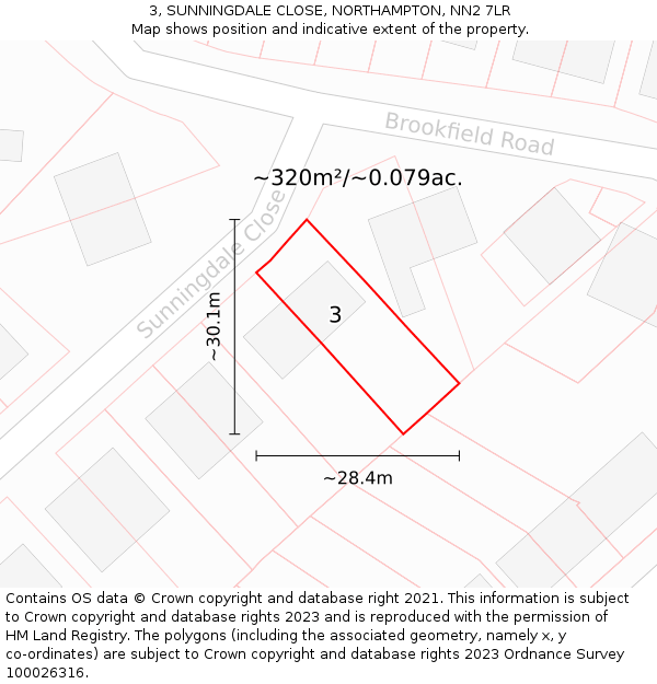 3, SUNNINGDALE CLOSE, NORTHAMPTON, NN2 7LR: Plot and title map