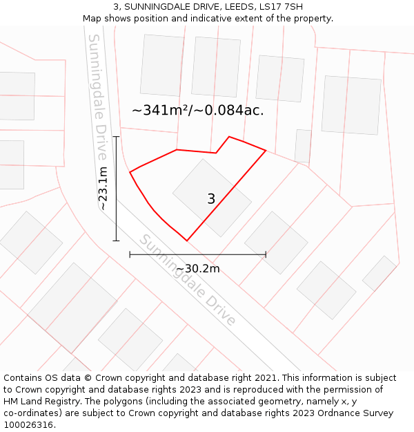 3, SUNNINGDALE DRIVE, LEEDS, LS17 7SH: Plot and title map