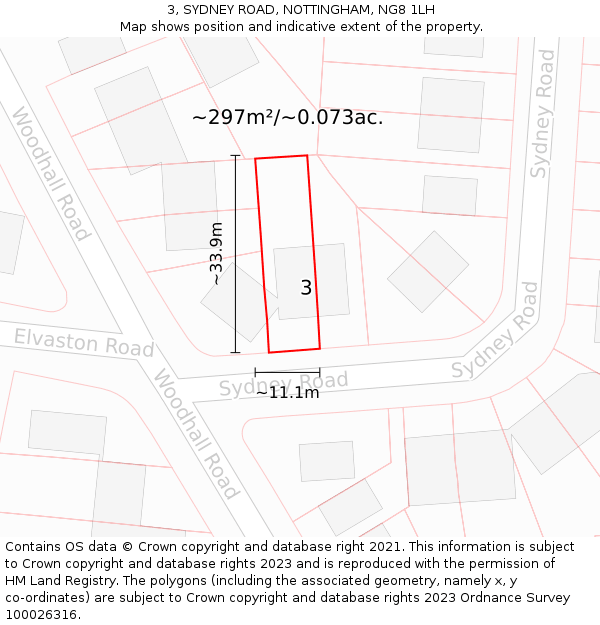 3, SYDNEY ROAD, NOTTINGHAM, NG8 1LH: Plot and title map