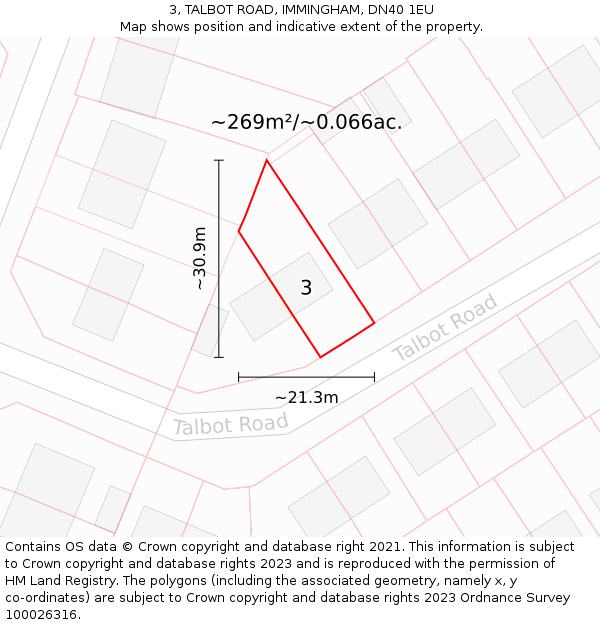 3, TALBOT ROAD, IMMINGHAM, DN40 1EU: Plot and title map