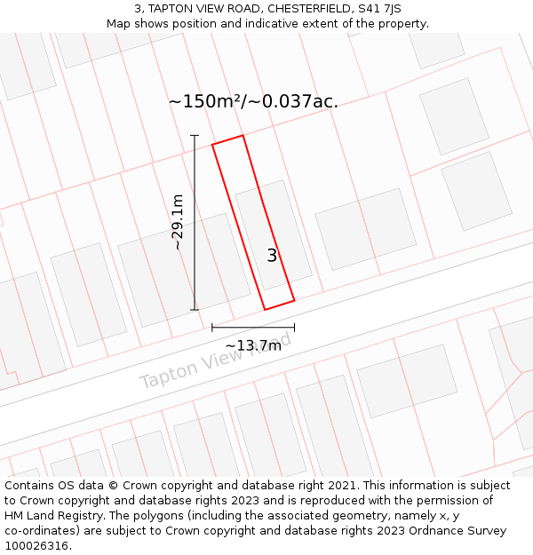 3, TAPTON VIEW ROAD, CHESTERFIELD, S41 7JS: Plot and title map
