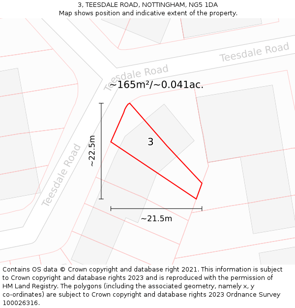 3, TEESDALE ROAD, NOTTINGHAM, NG5 1DA: Plot and title map