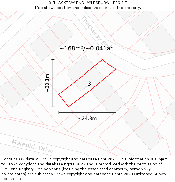 3, THACKERAY END, AYLESBURY, HP19 8JE: Plot and title map