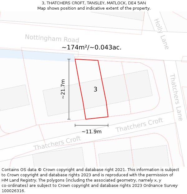 3, THATCHERS CROFT, TANSLEY, MATLOCK, DE4 5AN: Plot and title map