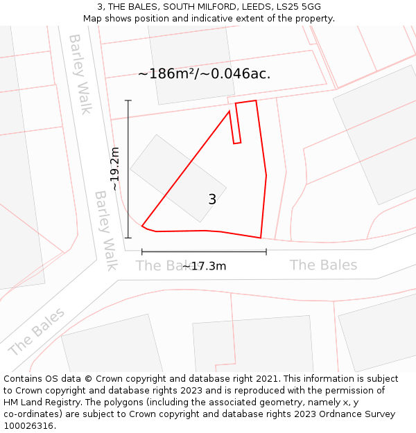 3, THE BALES, SOUTH MILFORD, LEEDS, LS25 5GG: Plot and title map