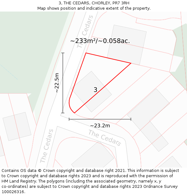 3, THE CEDARS, CHORLEY, PR7 3RH: Plot and title map