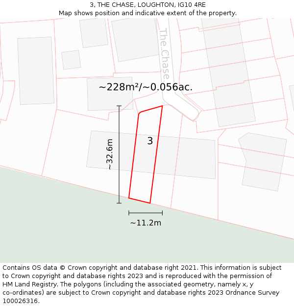 3, THE CHASE, LOUGHTON, IG10 4RE: Plot and title map