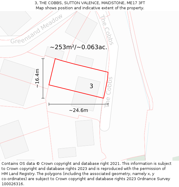 3, THE COBBS, SUTTON VALENCE, MAIDSTONE, ME17 3FT: Plot and title map