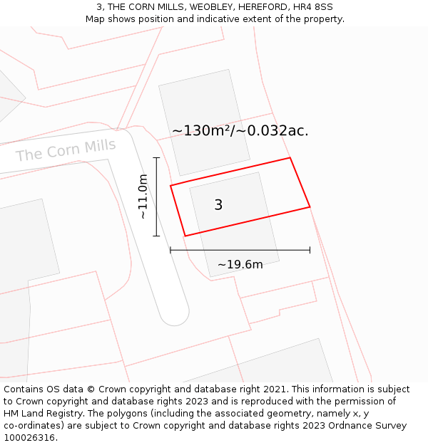 3, THE CORN MILLS, WEOBLEY, HEREFORD, HR4 8SS: Plot and title map
