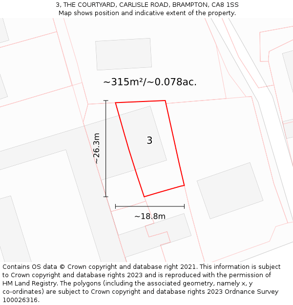 3, THE COURTYARD, CARLISLE ROAD, BRAMPTON, CA8 1SS: Plot and title map